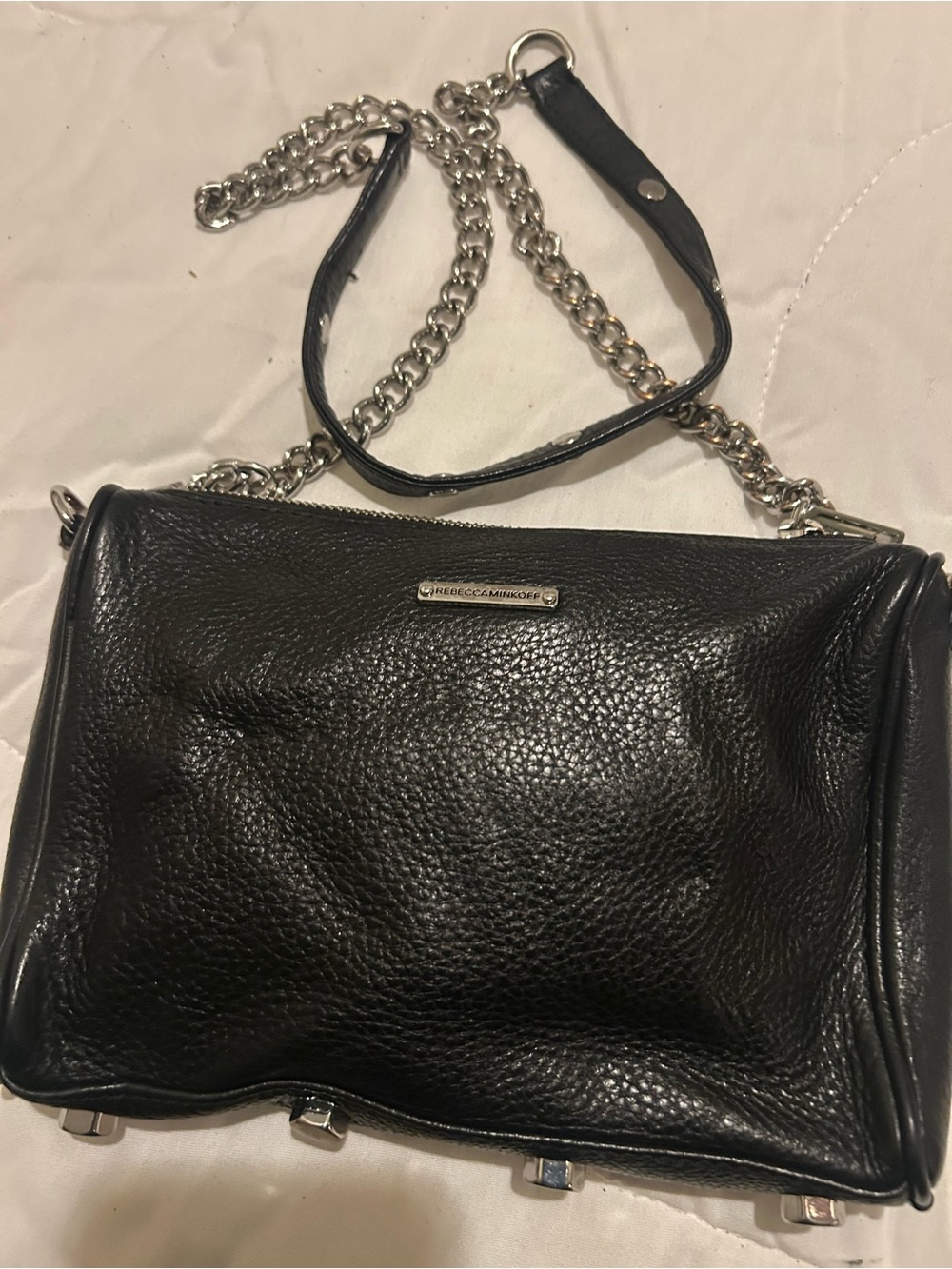 Rebecca Minkoff Black Pebbled Leather Chain Shoulder Bag